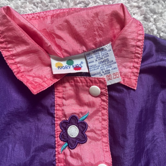 Vintage 80's Girls Wind Breaker Jacket (with Embroidery) - Picture 2 of 5